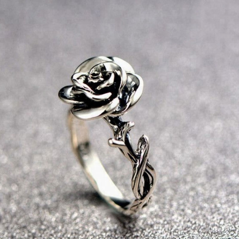 old vintage mexican silver engagement rose shaped ring