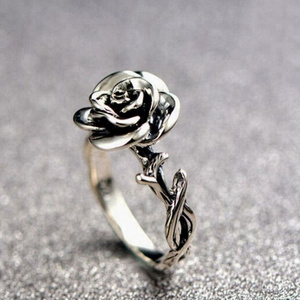 old vintage mexican silver engagement rose shaped ring