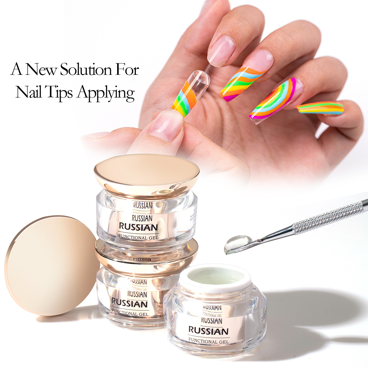 Latest Design Free Samples Russian Non-toxic Painless Long Lasting Solid Soft Nail Tips Glue Gel