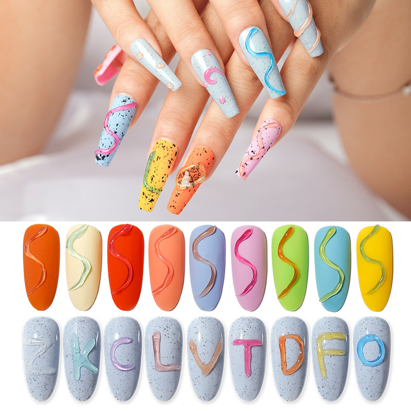 Vendeeni Nail Art Design Gummy Glue  Nail Polish Private Label DIY  Modeling Nail Gel 9 Colors 3D 5D Candy Gel Polish