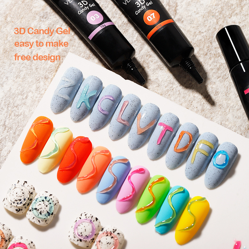 Vendeeni New Nail Art Design Gummy Glue Semipermanent Nail Polish Gel 9 Colors Candy Gel Polish Nail Supplies For Professional