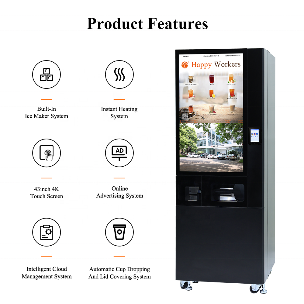 Commercially 24 Hours Self-service Automatic Milk Tea Vending Machine for Shopping Mall