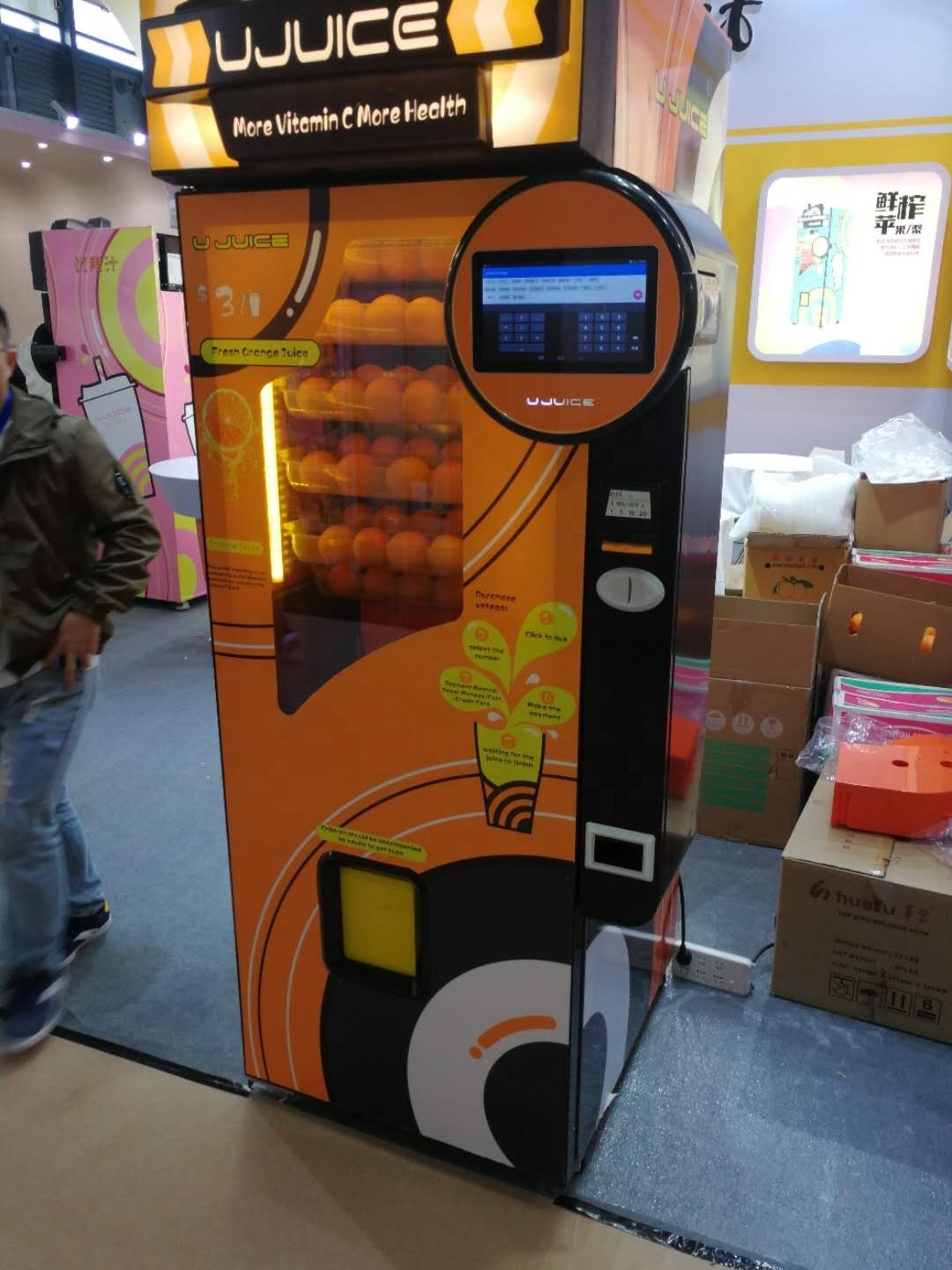 100% Pure Automatic Orange Juicer Commercial Fresh Orange Juice Vending Machine