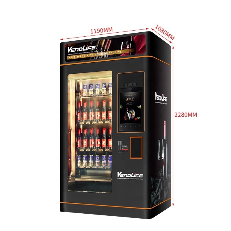 Smart Glass Bottle champagne vending machine Beer Red Wine alcohol  Vending machine for Hotel beer vending for alcohol