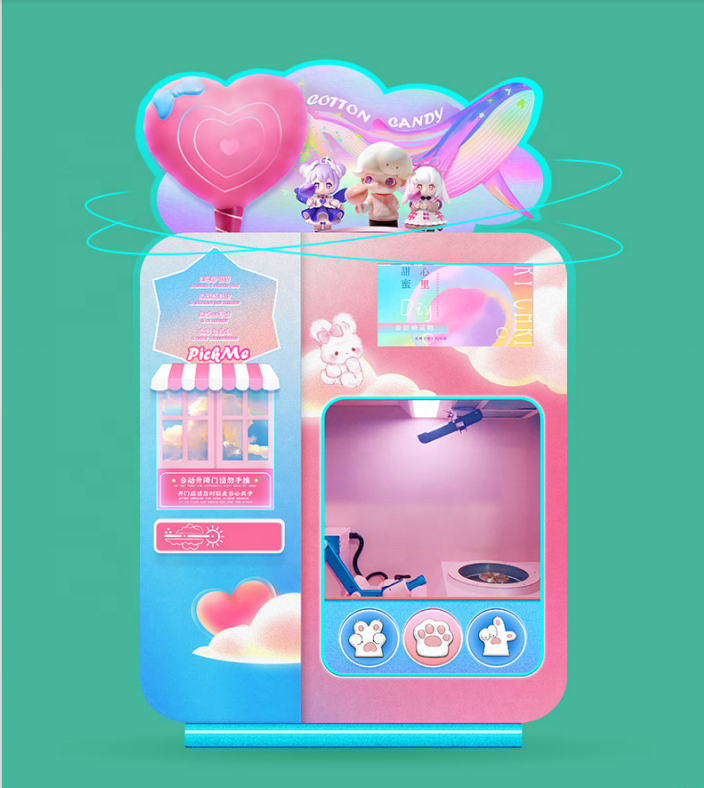 Customized Auto Selling Machine Vendlife Fast Food Vending Machines for Candies Halal Marshmallow Cotton Candy Sweets Machine