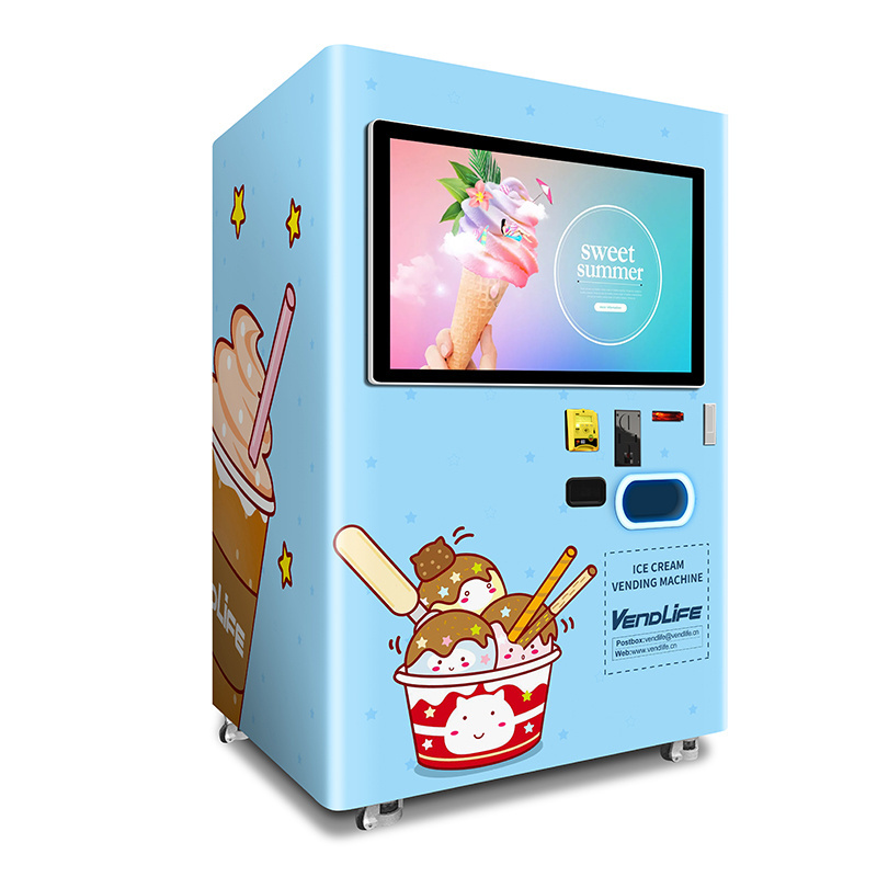 Auto frozen yogurt soft ice cream vending machine with credit card payment coin operated