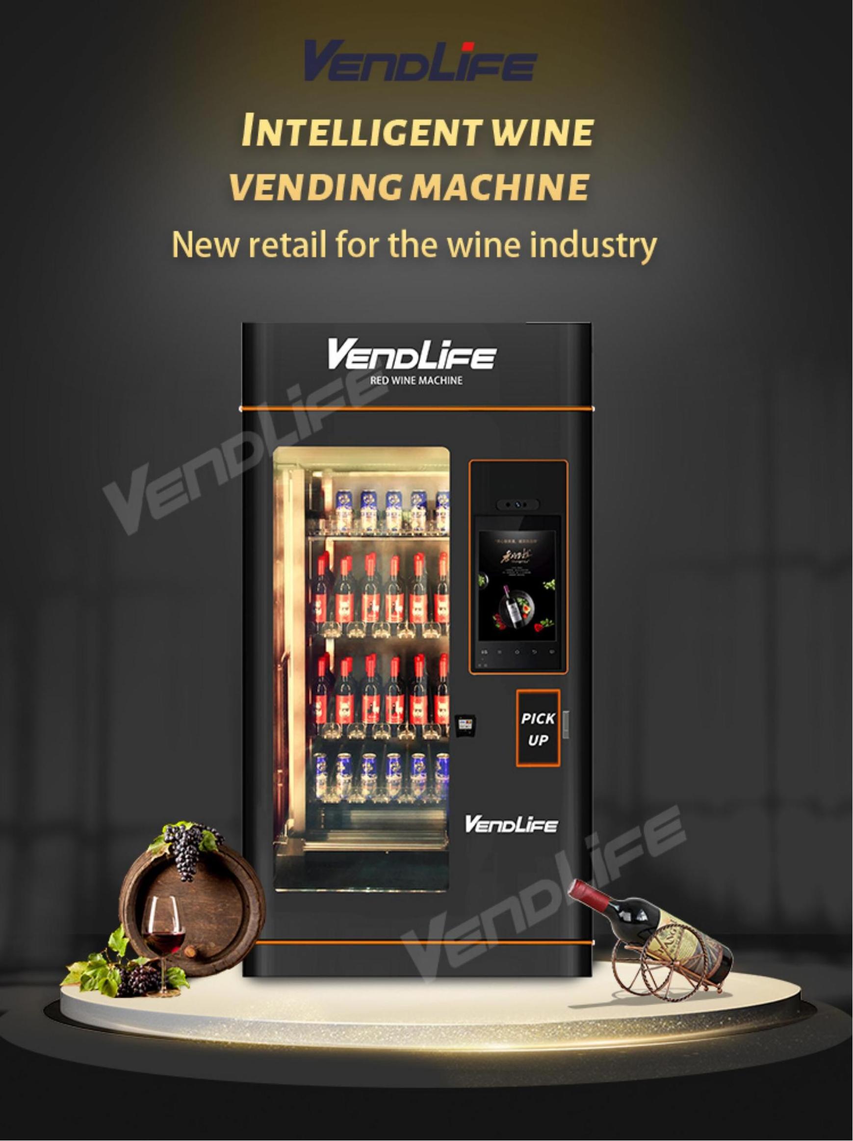 OEM/ODM age verification intelligent whiskey beer red wine elevator Vendlife vending machine in france