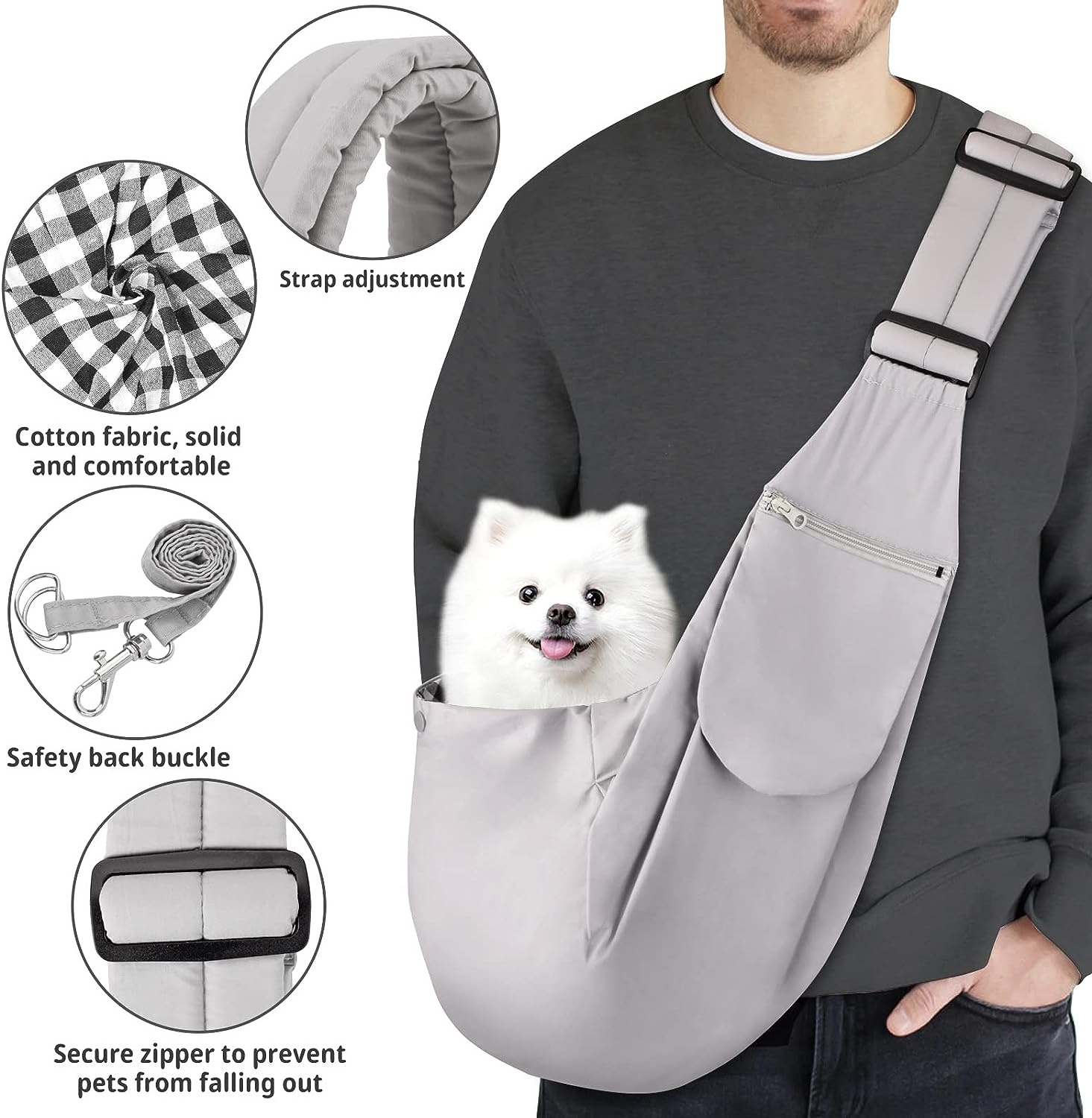 Wholesale Outdoor Single Shoulder Dog Bag  Carrier Hands Free Reversible Pet Papoose Bag Breathable Dog and Cat Sling Carrier