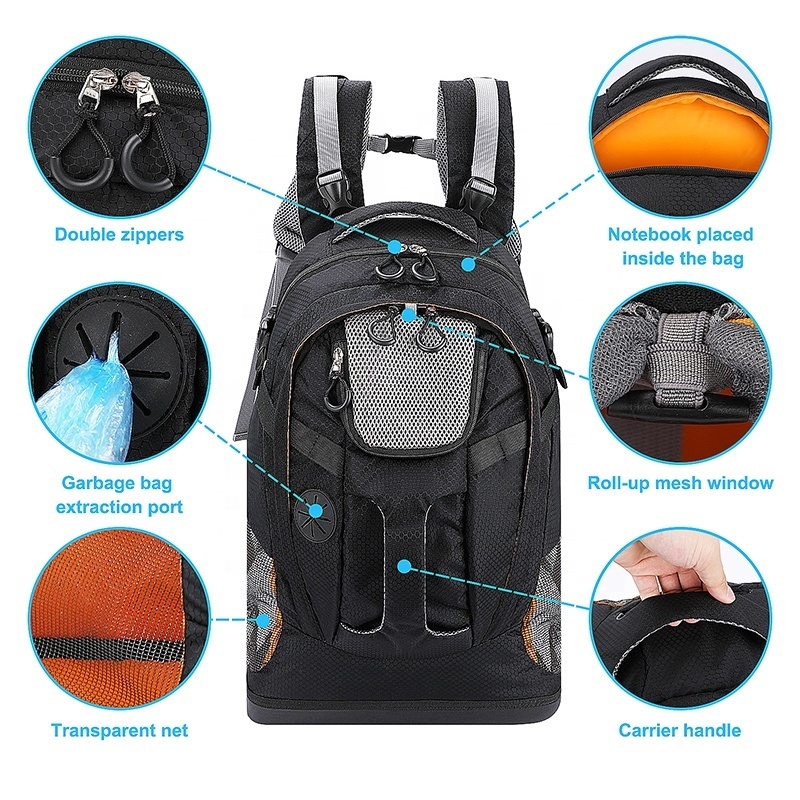 Portable Outdoor Hiking Breathable Airline Approved Polyester Mesh Dog Carry Cat Pet Carrier Bag Pet Backpack