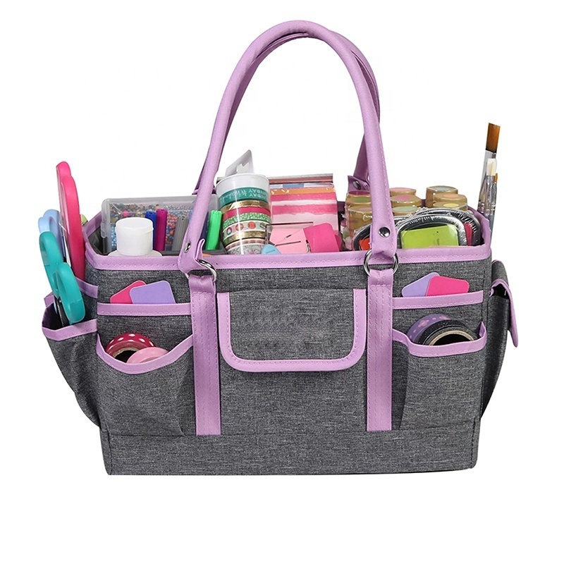 custom Large Craft Caddy Toy Organizer Storage Organizer Tote Bag with Multiple Pockets for Crafts Sewing Paper