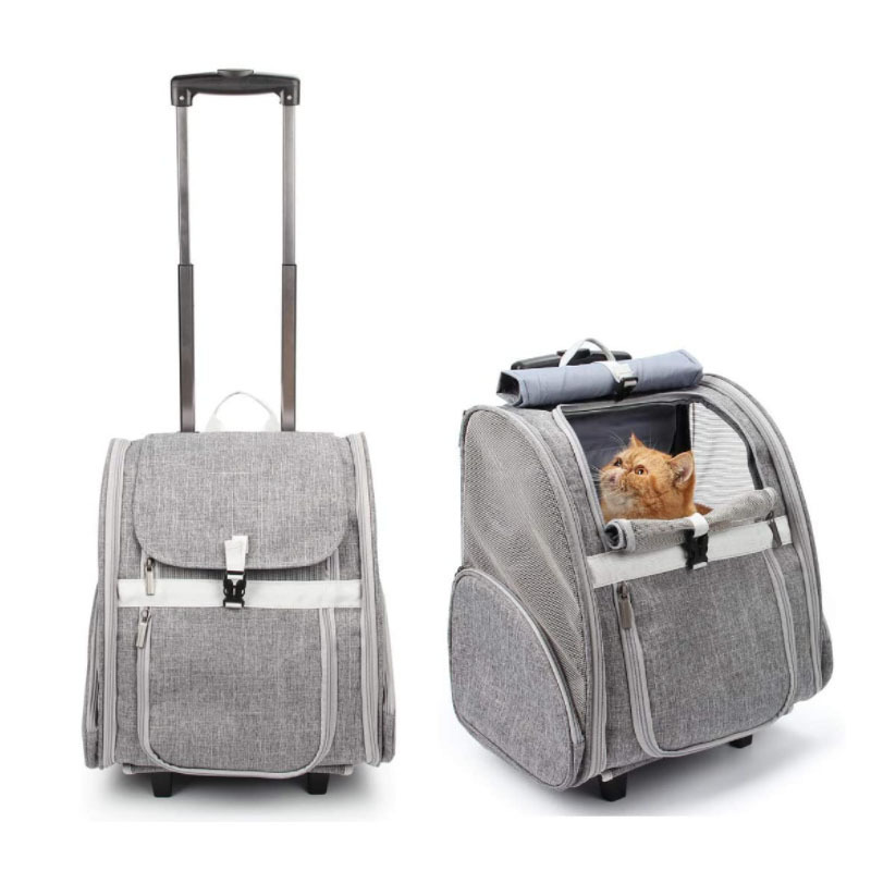 OEM Pet Rolling Carrier Backpack with Wheels Portable Pet Travel bag dog Cat Carrier Bag pet backpack Airline Approved