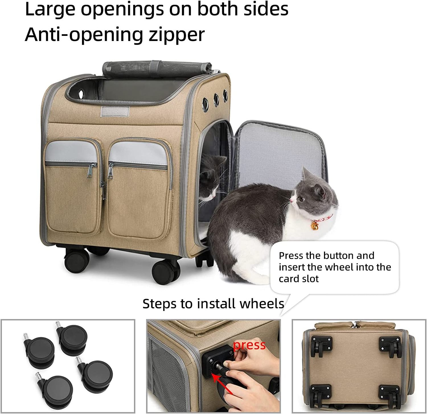 Airline Approve pet Rolling Backpack pet carrier backpack trolley pet carrier with wheels