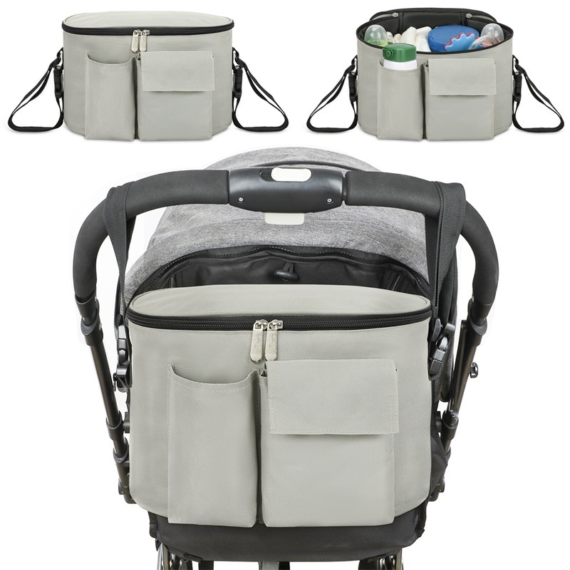 3 In 1 Premium Universal Stroller Hanging Bag Nappy Diaper Wet Bag Baby Stroller Organizer With Insulated Cup Holders