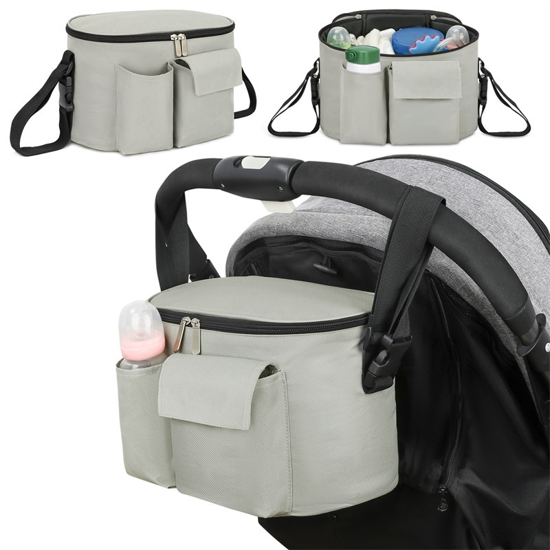 3 In 1 Premium Universal Stroller Hanging Bag Nappy Diaper Wet Bag Baby Stroller Organizer With Insulated Cup Holders