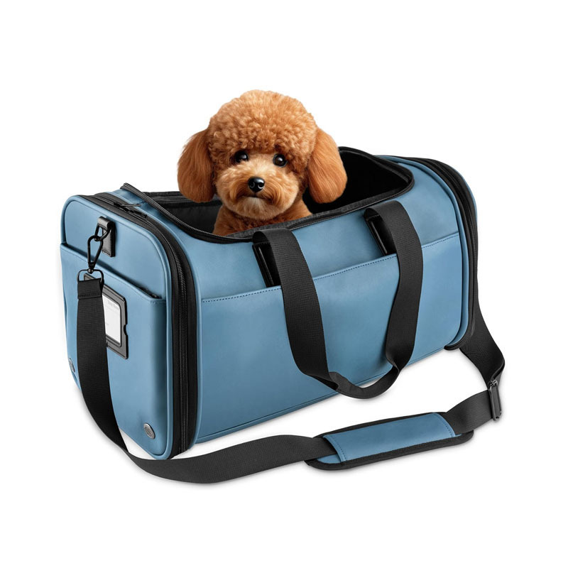 Custom TSA Airline Approved PU Leather Luxury Pet Carrier For Small Dogs And Cats