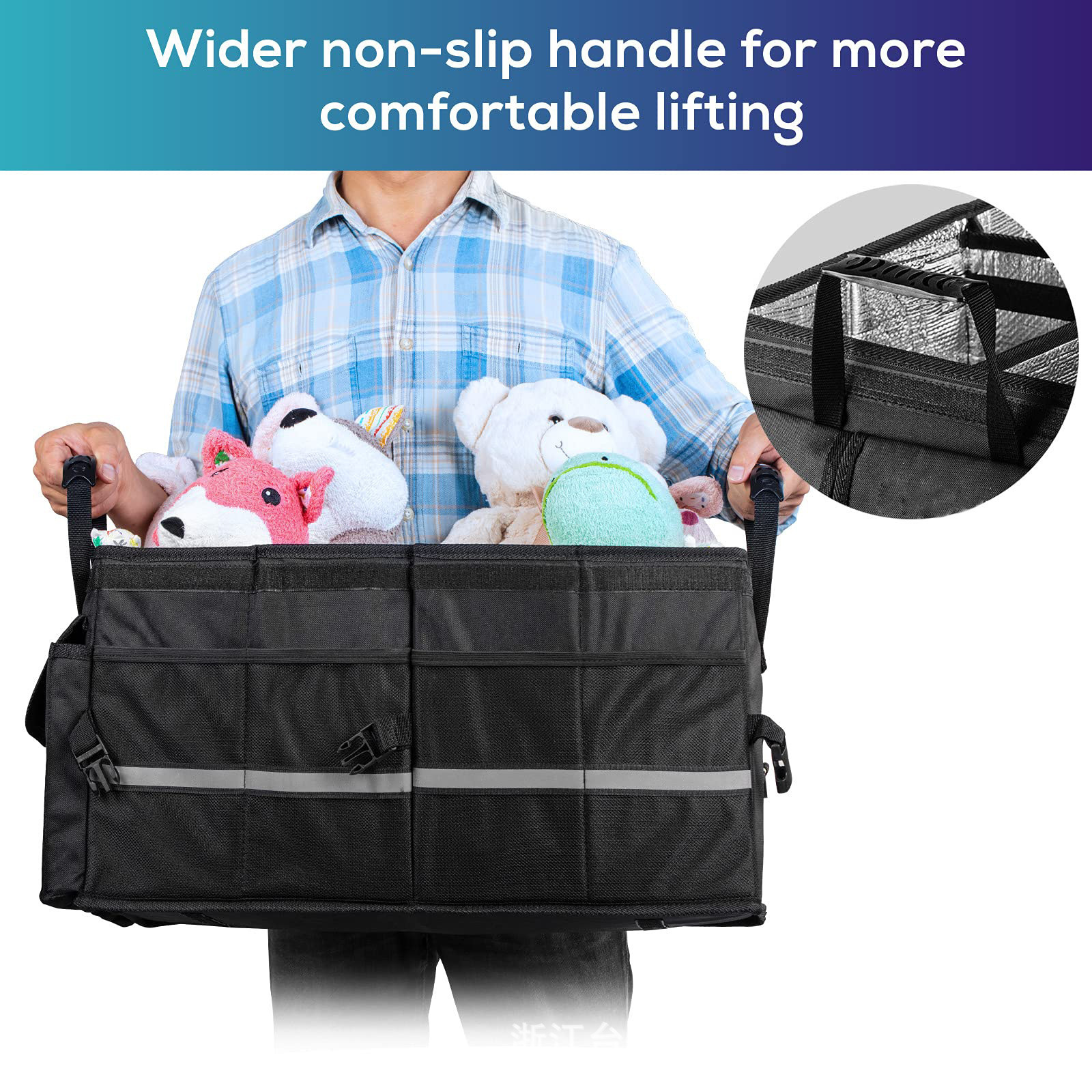 Car Boot Organiser 68L Organiser Waterproof Practical Car Boot Bag with Thick Blanket and Base Portable Foldable Car Boot Box