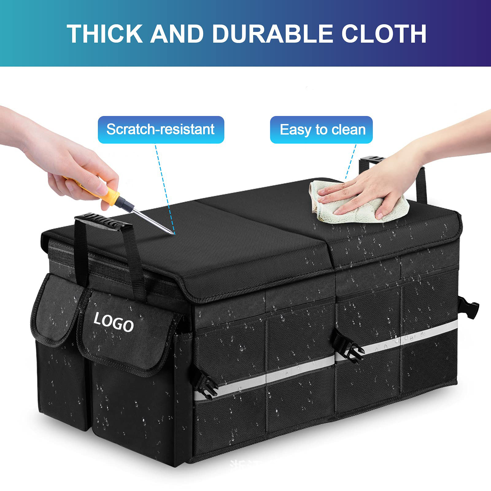 Car Boot Organiser 68L Organiser Waterproof Practical Car Boot Bag with Thick Blanket and Base Portable Foldable Car Boot Box