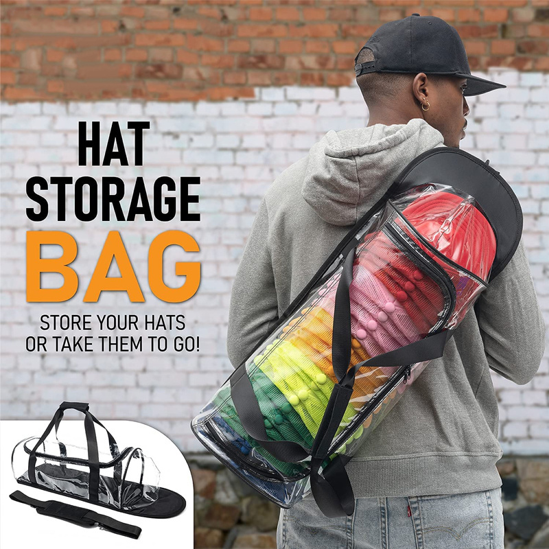 Hat Storage Holds 24 Transparent Baseball Caps Hat Display Rack System Organizer Travel Tote Carrier Hat Bag