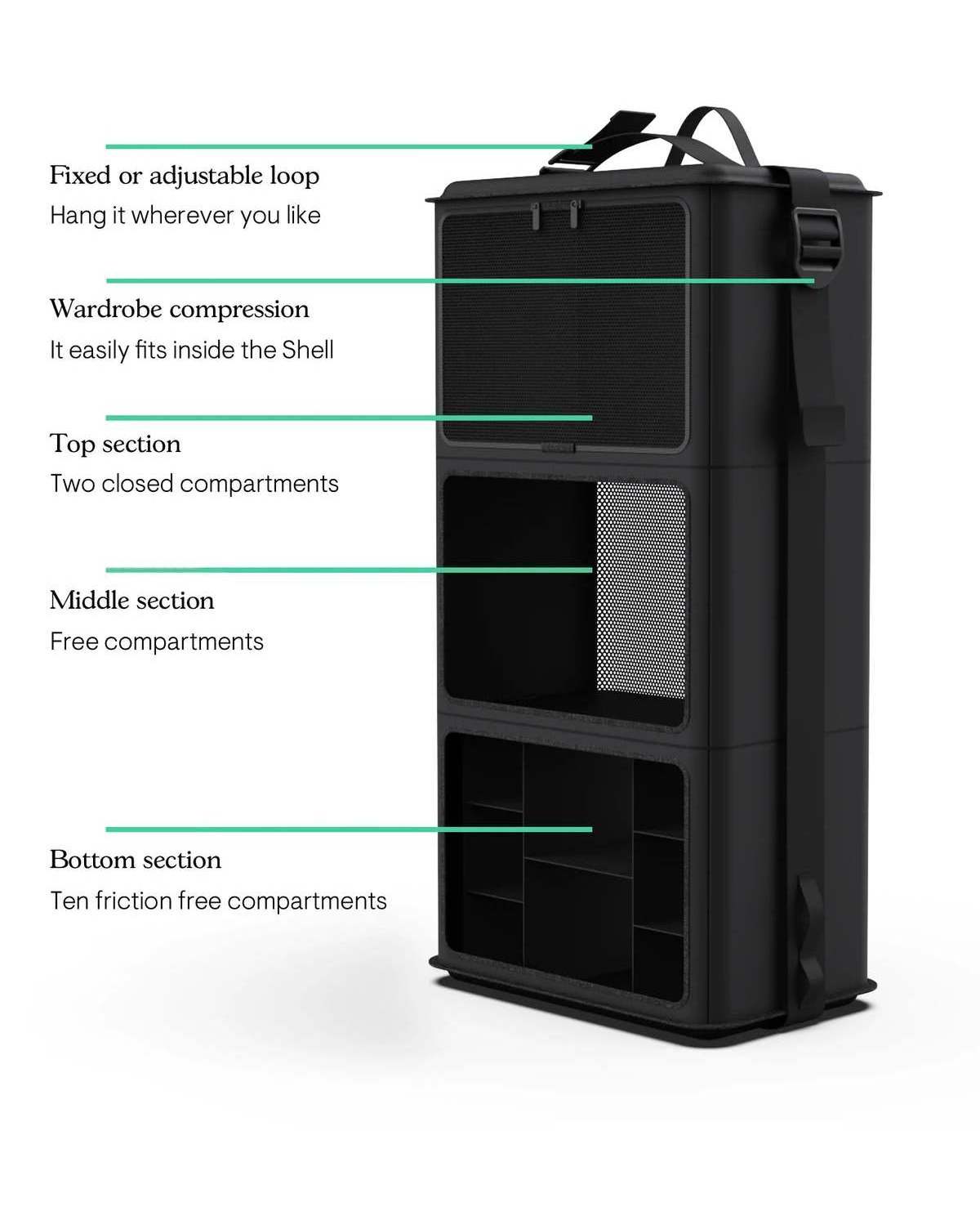 Hanging Closet Organizer with Drawers and Storage Shelves Wardrobe Clothes wardrobe fit For Backpack