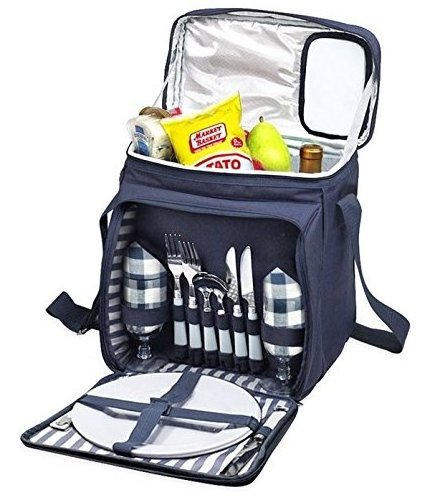 custom Portable insulated Picnic backpack Basket Set for 2 Person Picnic tote cooler  Bag