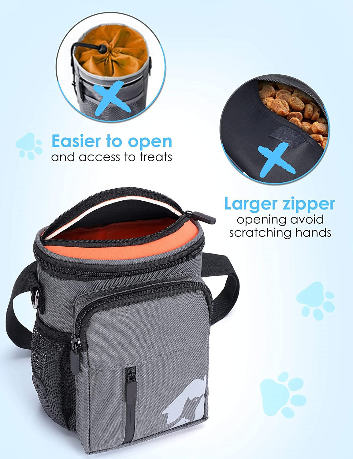 YCW New Design Pet Treat Pouch Crossbody Dog Training Pouch Bag with Poop Bag Dispenser Outdoor Walking Dog Treat Pouch