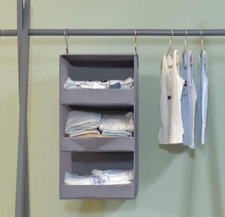 3-Shelf Hanging Closet Organizer With Hook Collapsible Hanging Closet Shelves Clothes Organizer Bag