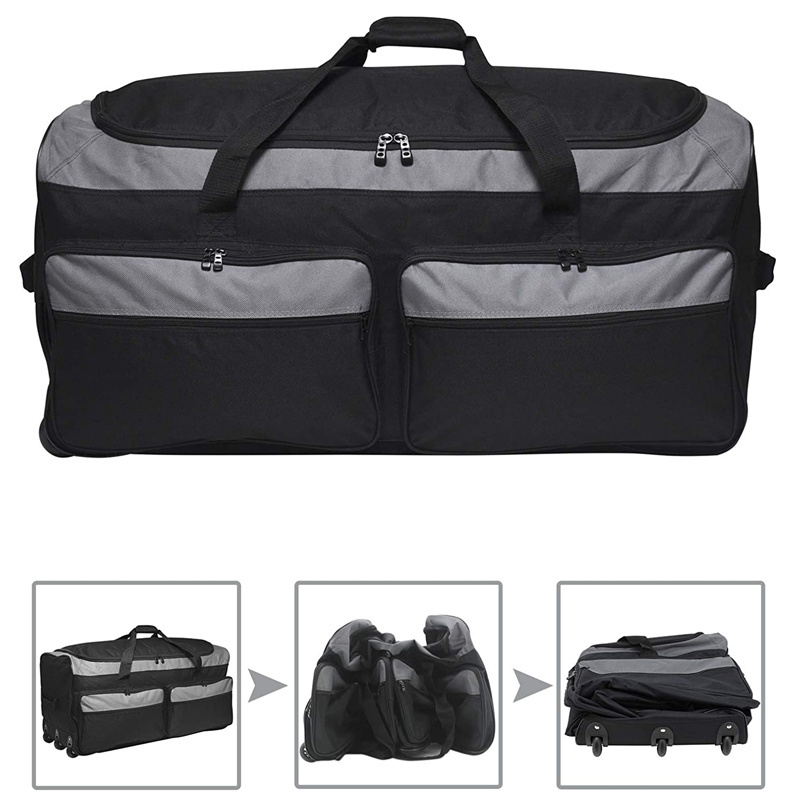 Rolling Larger Capacity Travel Bag 36-Inch 3-Wheel Rolling Locker Black Wheels Organizer Anti theft Travel Bag