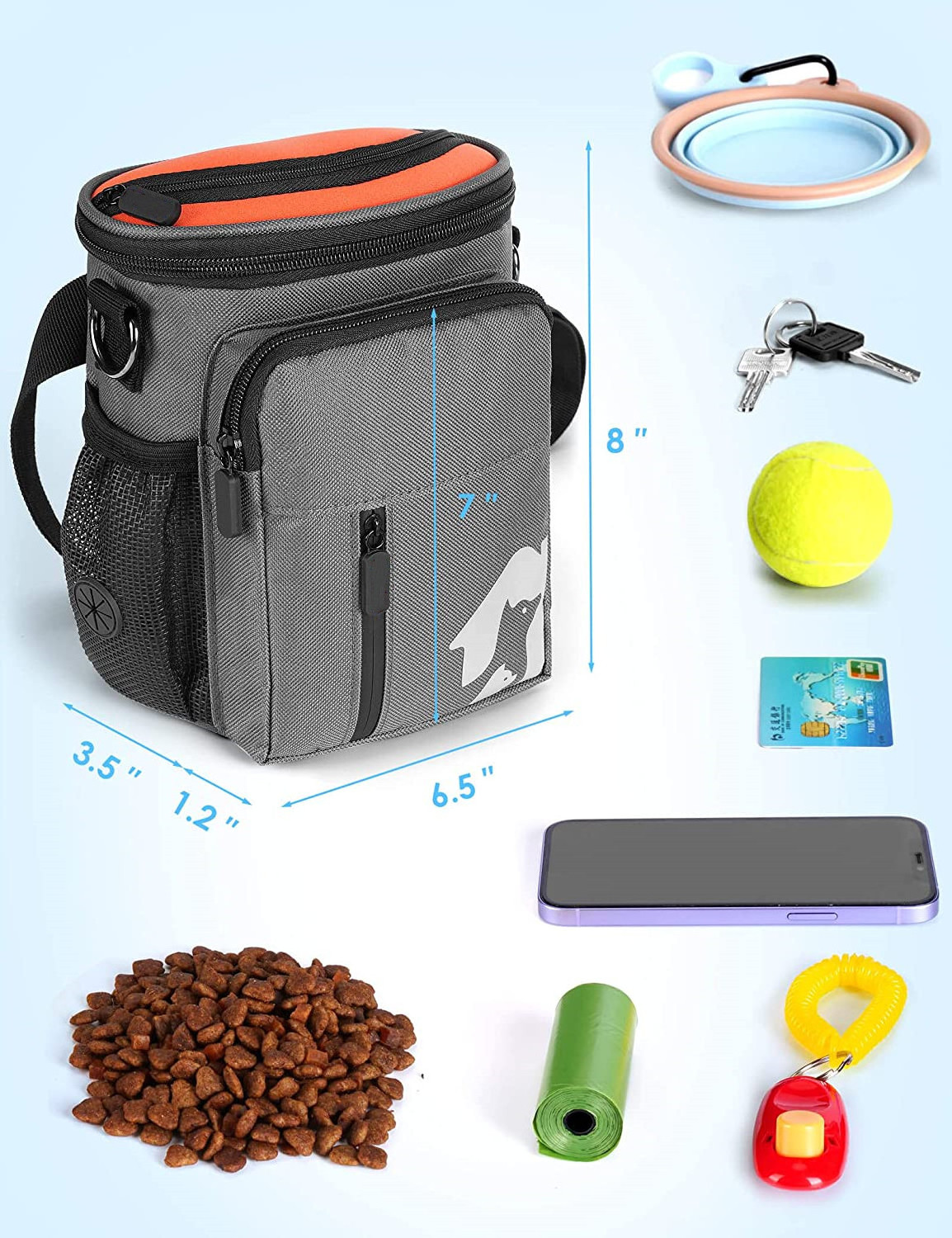 YCW New Design Pet Treat Pouch Crossbody Dog Training Pouch Bag with Poop Bag Dispenser Outdoor Walking Dog Treat Pouch