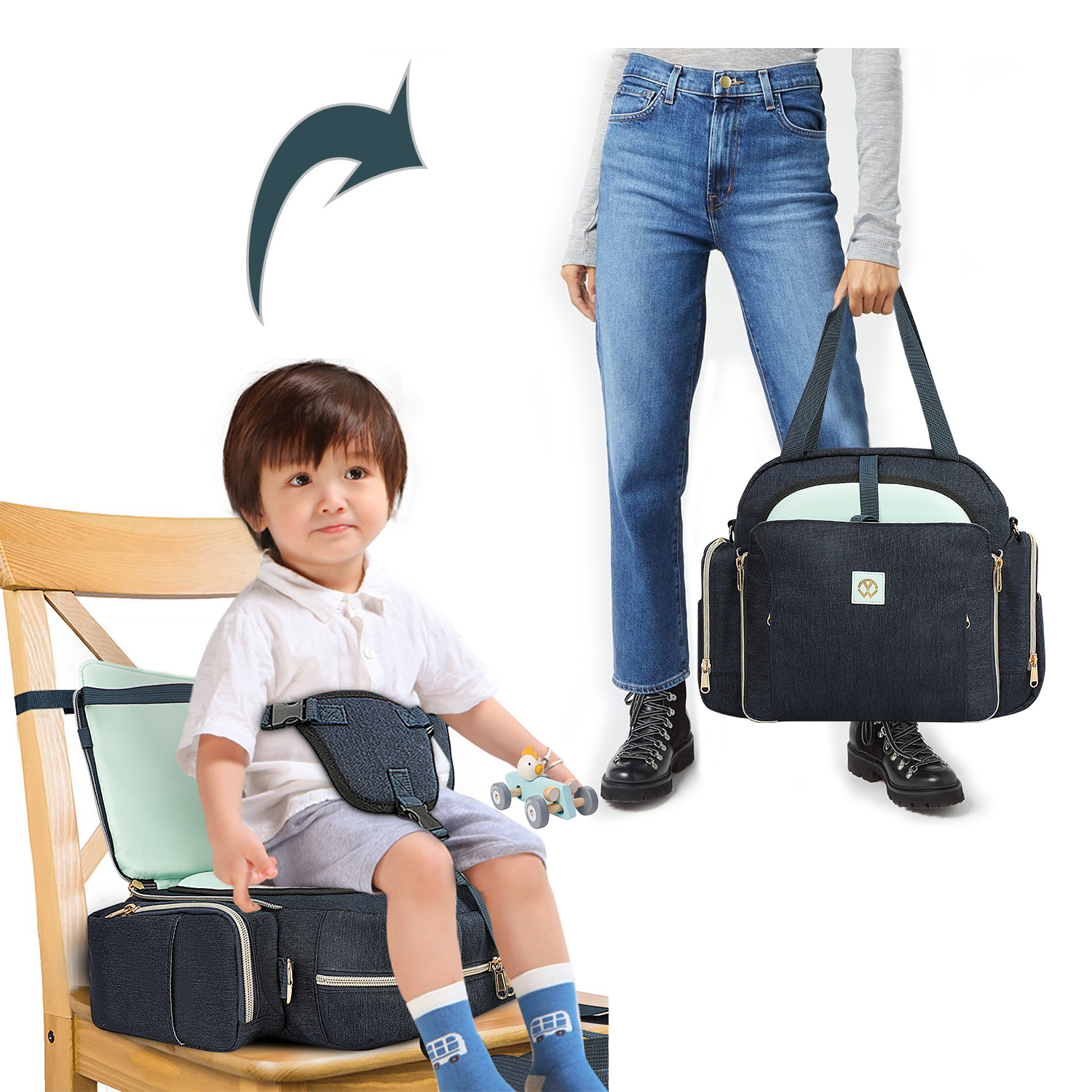 Wholesale Foldable Booster Seat For Kids 2022 New Style Outdoor Travel Infant and Toddler Booster Seat Diaper Bag