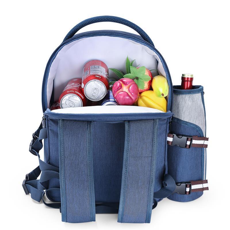 Thermal Camping Lunch Cooler Bag For Picnic Travel Eco Friendly Blue 4 Persons Picnic Backpack