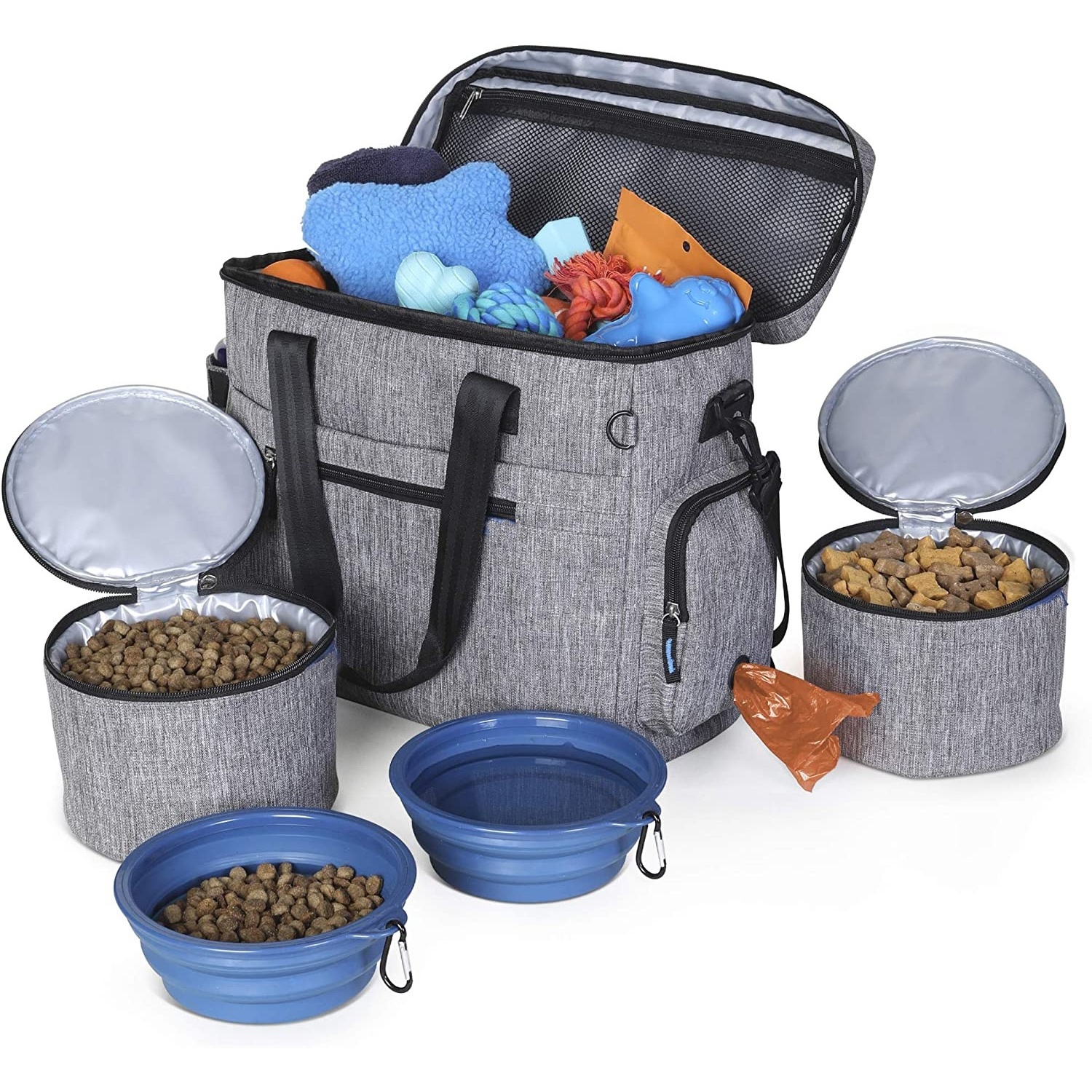 Custom Polyester Outdoor Overnight Weekend Cats Pet Supplies Kit Toy Organizer Pet Food Container Bag Dog Travel Bag