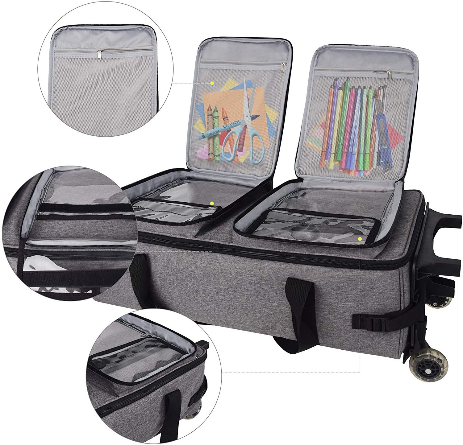 Die-Cut Machine Storage Case with Wheels Detachable Rolling Deluxe Carry On trolley Bags for Cricut Explore Air 2