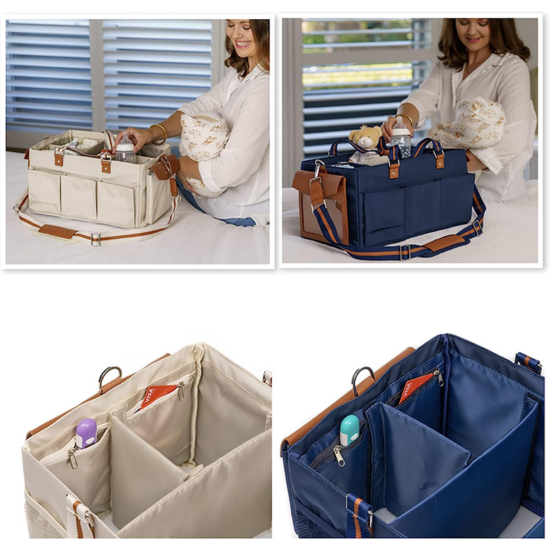 Foldable Baby Diaper Caddy Organizer Multiple Compartments Portable Mommy Nappy storage Bag Waterproof Diaper Organizer