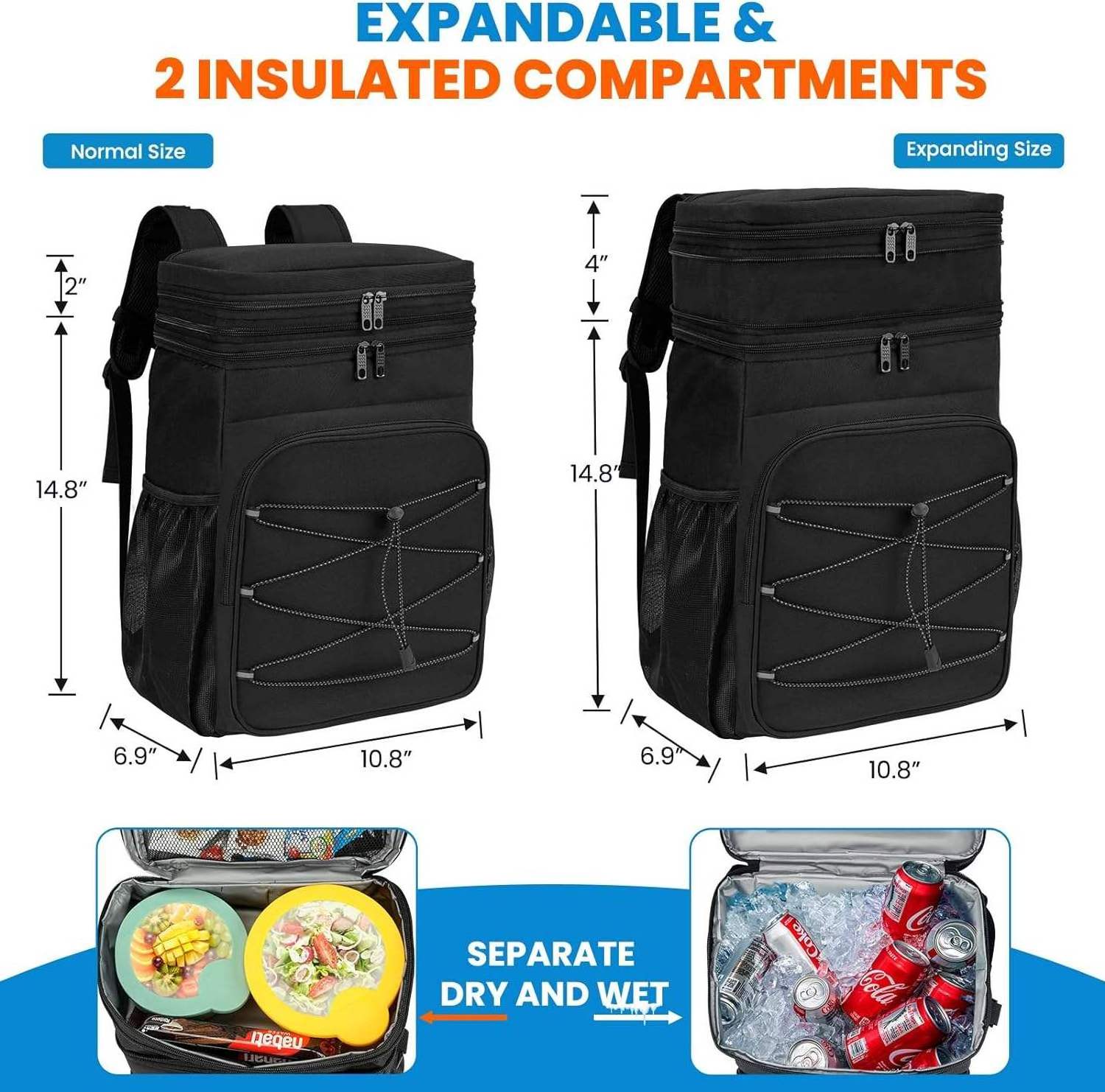 Large Insulated Lunch Backpack Drink Food Cooler Storage Bag Travel Cooler Backpack Beach Camping Cooler Picnic Backpack