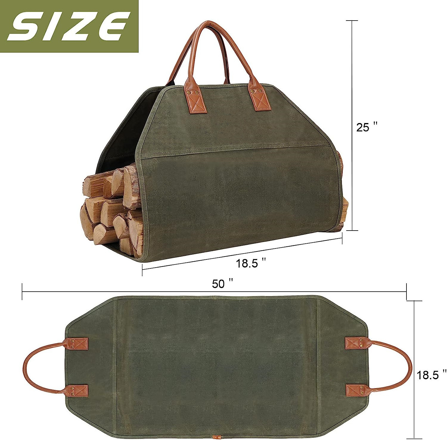 Felt Baskets Basket Storage Firewood Carrier Tote Factory OEM ODM Heavy Duty Canvas Firewood Wood Log Carrier Bag