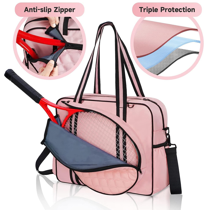 Removable Shoulder Strap Midsize Tennis Racket Large Tennis Tote Bag Water Resistant Women Ladies Tote Pickleball Bags