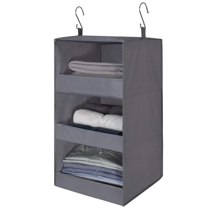 3-Shelf Hanging Closet Organizer With Hook Collapsible Hanging Closet Shelves Clothes Organizer Bag