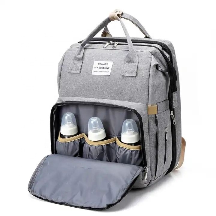 Wholesale Portable Outdoor Travel Multi-functional Mommy Bag Large Capacity Backpack Folding Crib Baby Diaper bag