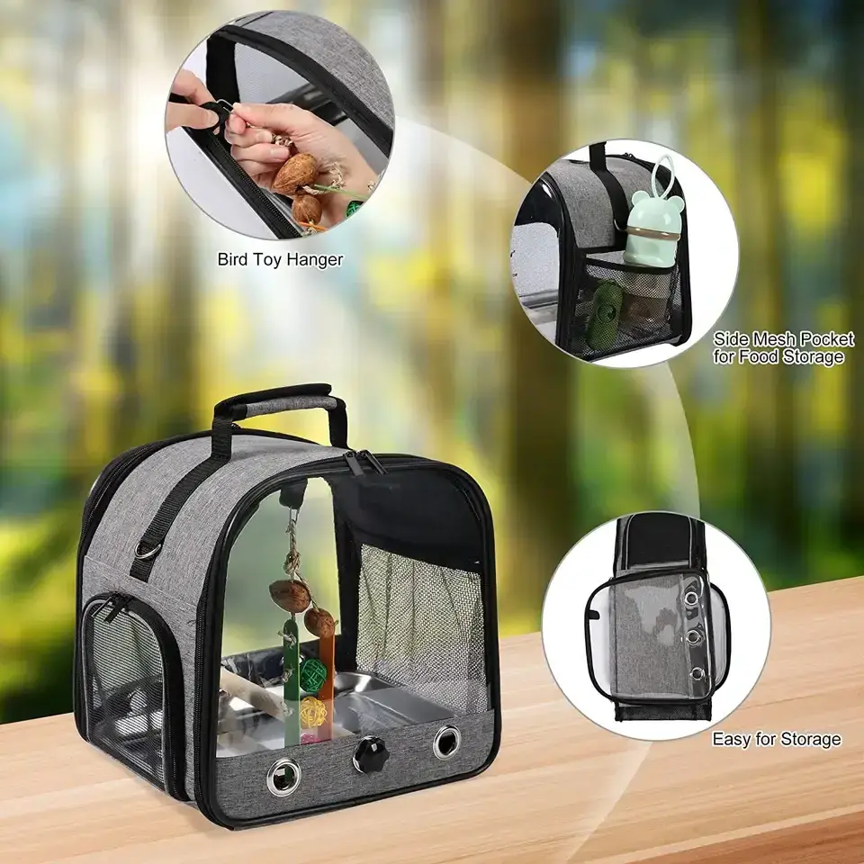 OEM Breathable Travel Cage bird travel backpack Portable Small Bird Carrier Bag