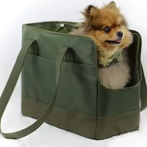 Pet Travel Tote Bag with Safety Tether Soft-Sided Carriers for Small Puppy Pet Canvas Shoulder Carrying Bag