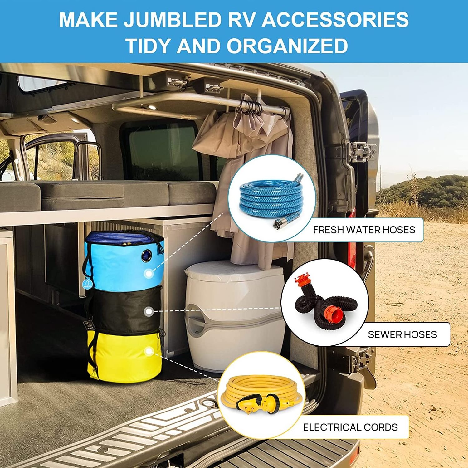 Factory wholesale camper accessories bag Water Sewer Hoses Electrical Cords Accessories RV Hose Storage Bag