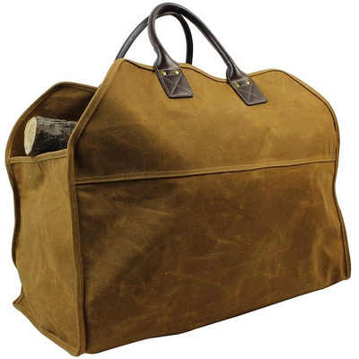 Factory Hot Durable Firewood Holder Heavy Duty Wax Canvas Log Carrier Tote bag