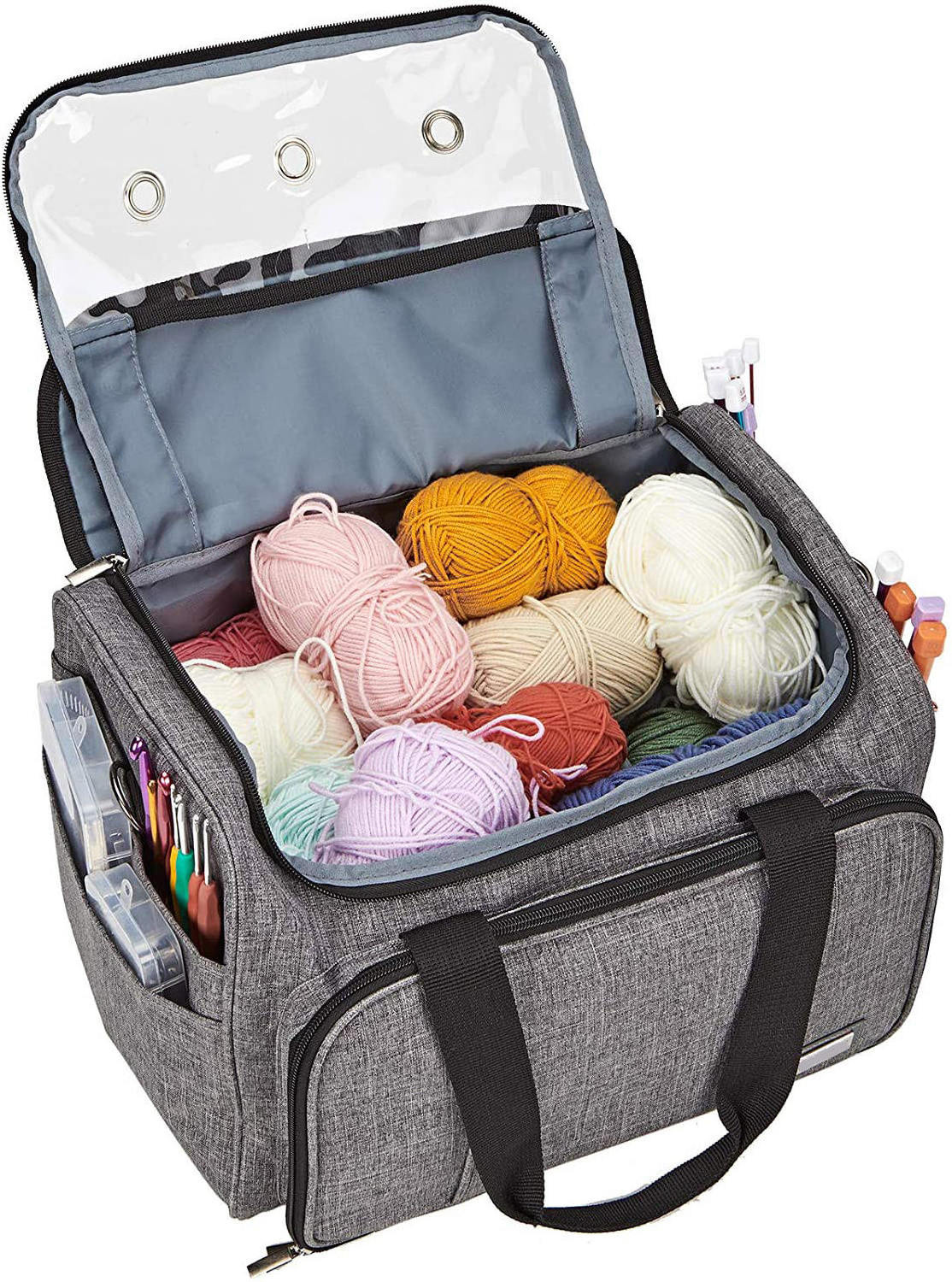 Large Capacity New Design Portable Knitting Yarn Crochet Hooks Storage Bag Wool Yarn Custom Knit Bag