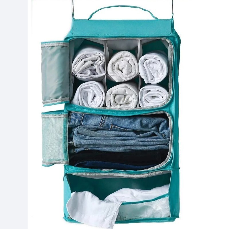 Custom Hanging Organizer Bag Durable Nylon Hanging Mesh Luggage Bag Family Suitcase Closet Organizer