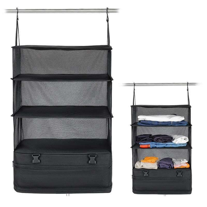 BSCI Custom Portable Travel Shelves Bag Foldable closet hanging organizer