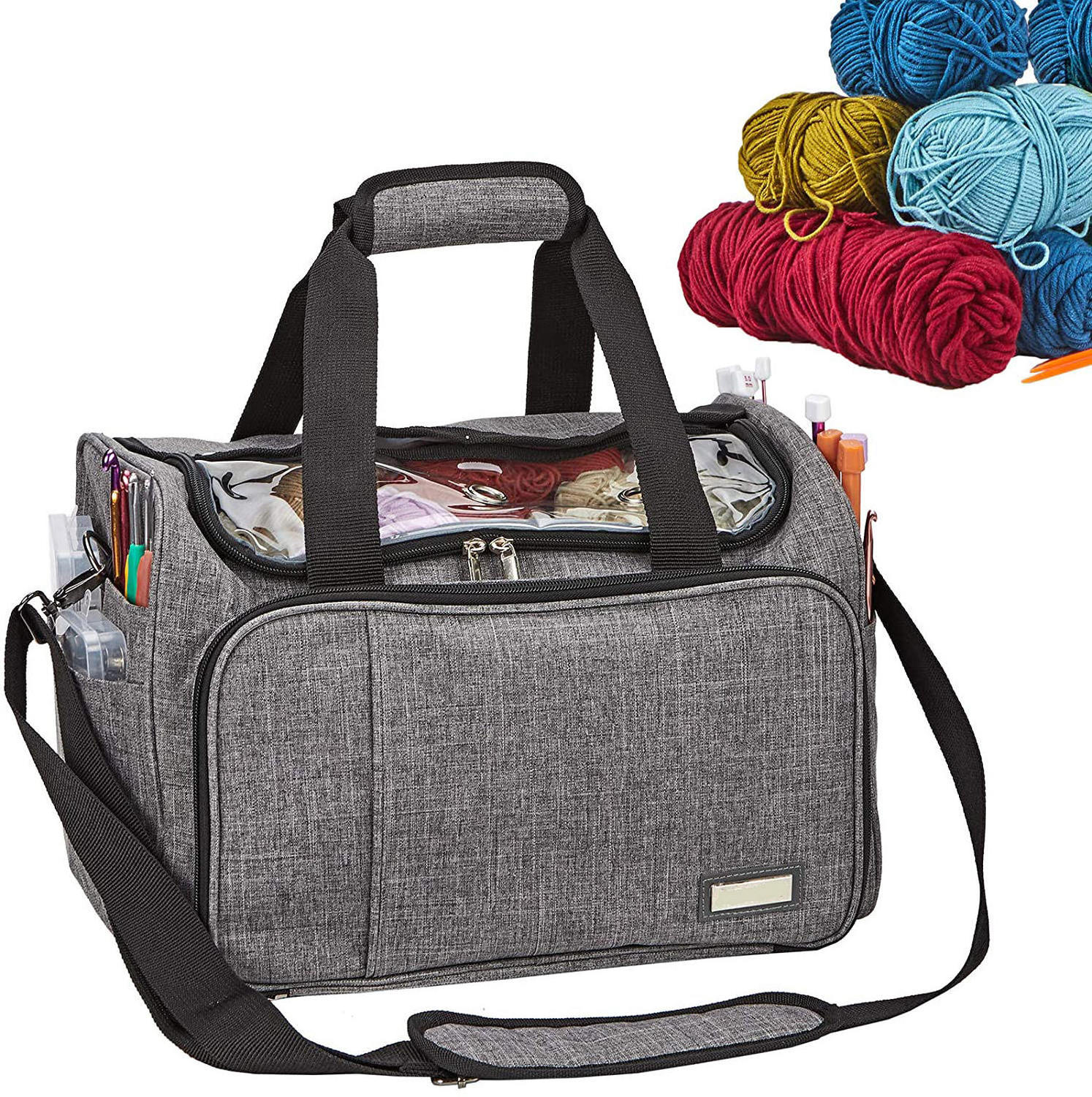 Large Capacity New Design Portable Knitting Yarn Crochet Hooks Storage Bag Wool Yarn Custom Knit Bag