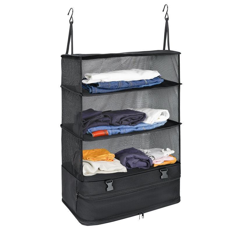 BSCI Custom Portable Travel Shelves Bag Foldable closet hanging organizer