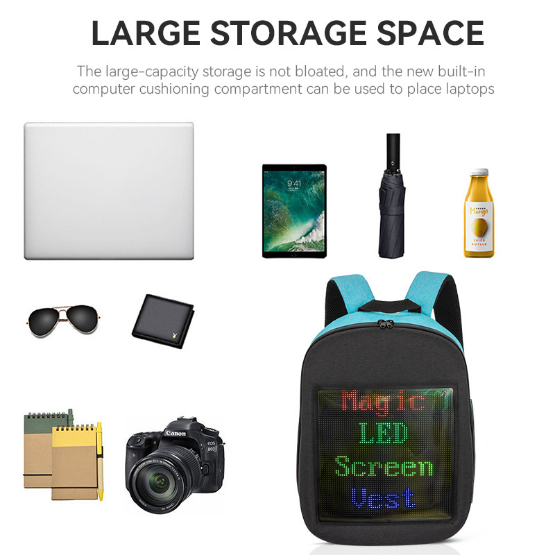 Smart LED Screen Large Capacity Business Backpack   Outdoor Led Display LightScreen Backpack Bag