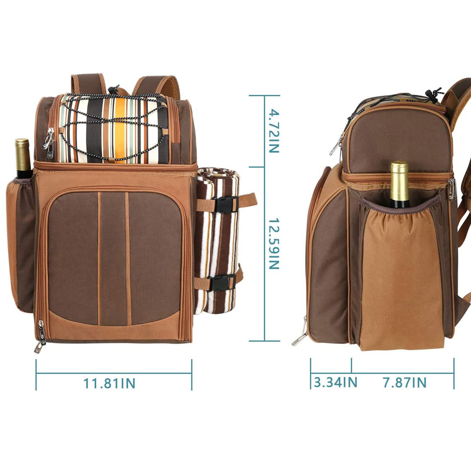 Outdoor portable waterproof customized oxford fabric lunch picnic bag set backpack for 4 person picnic