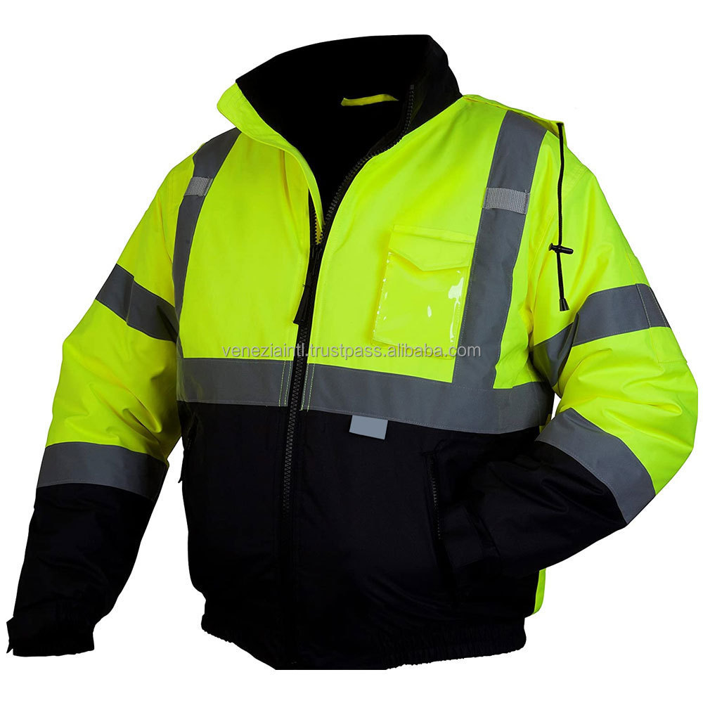 High Quality Men's Work Wear Safety Hi Vis Reflective Jacket Winter Wear Wholesale Safety Working Construction Jacket